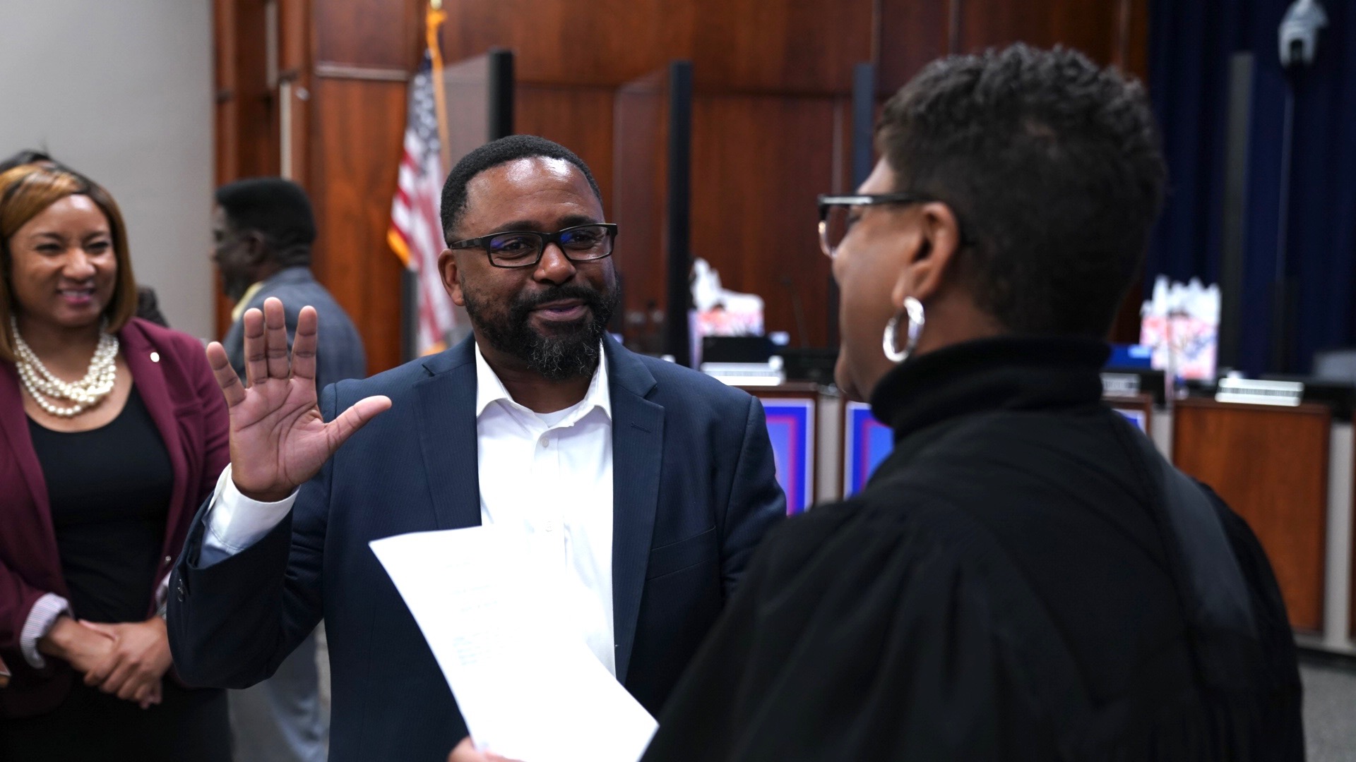 New Board Member Frank Johnson swornin.