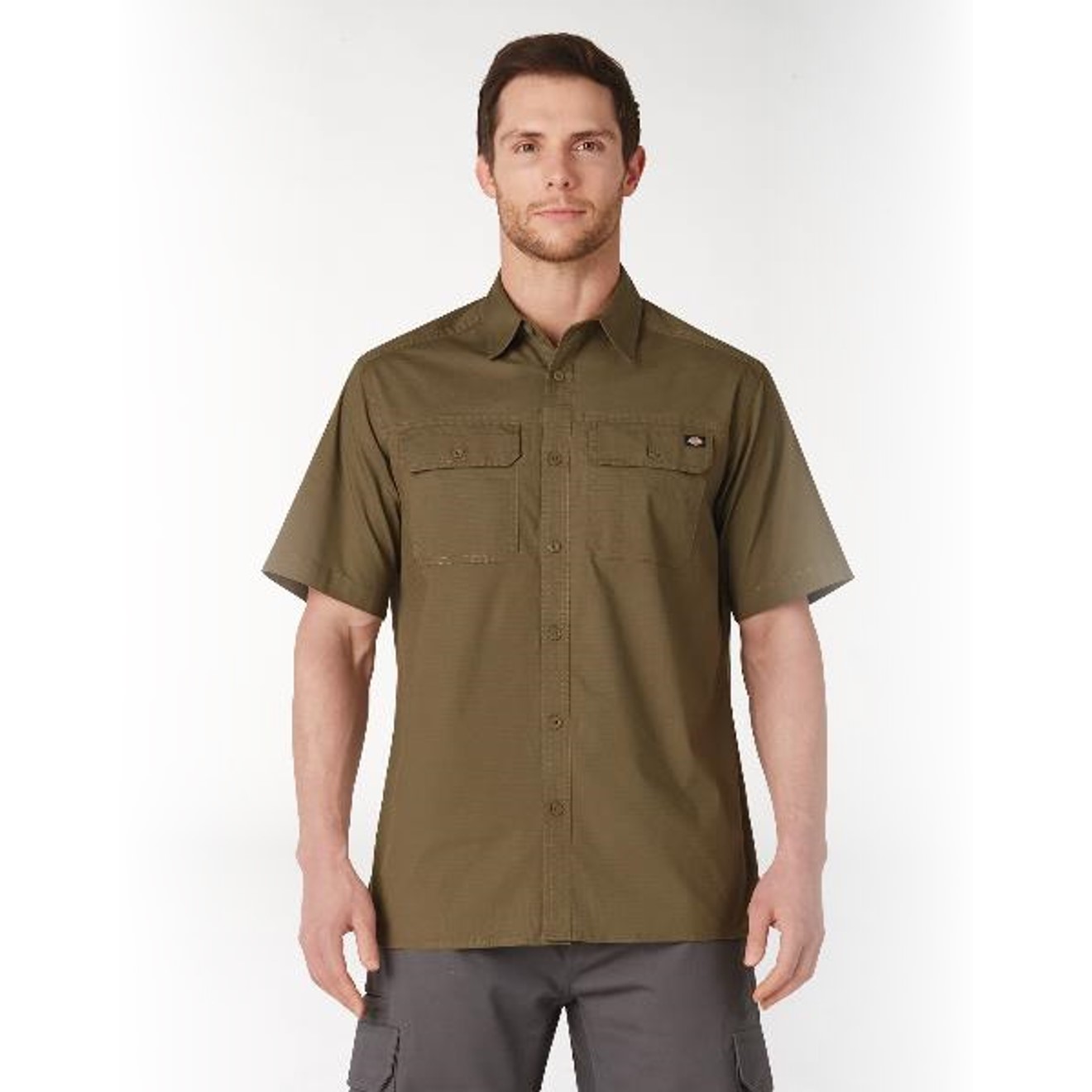 Dickies FLEX Short Sleeve Ripstop Shirt (Rinsed Military Green
