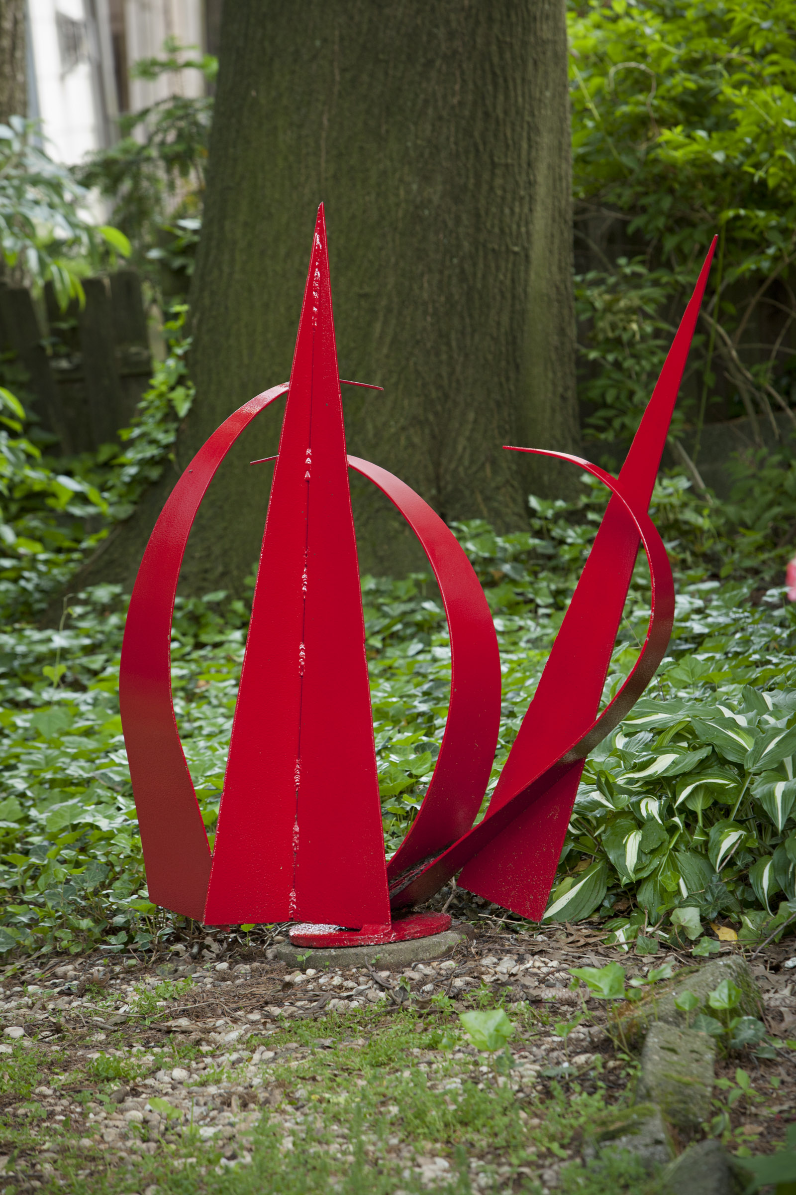 Contrast Painted Steel Metal Sculpture by Artist Indick
