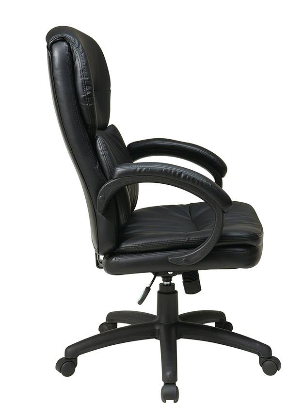 High Back Black Eco Leather Executive Chair with Padded Arms