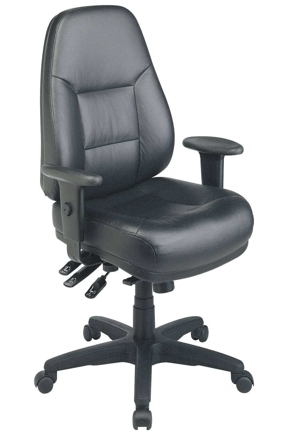 Deluxe Multi Function High Back Black Eco Leather Chair with Ratchet