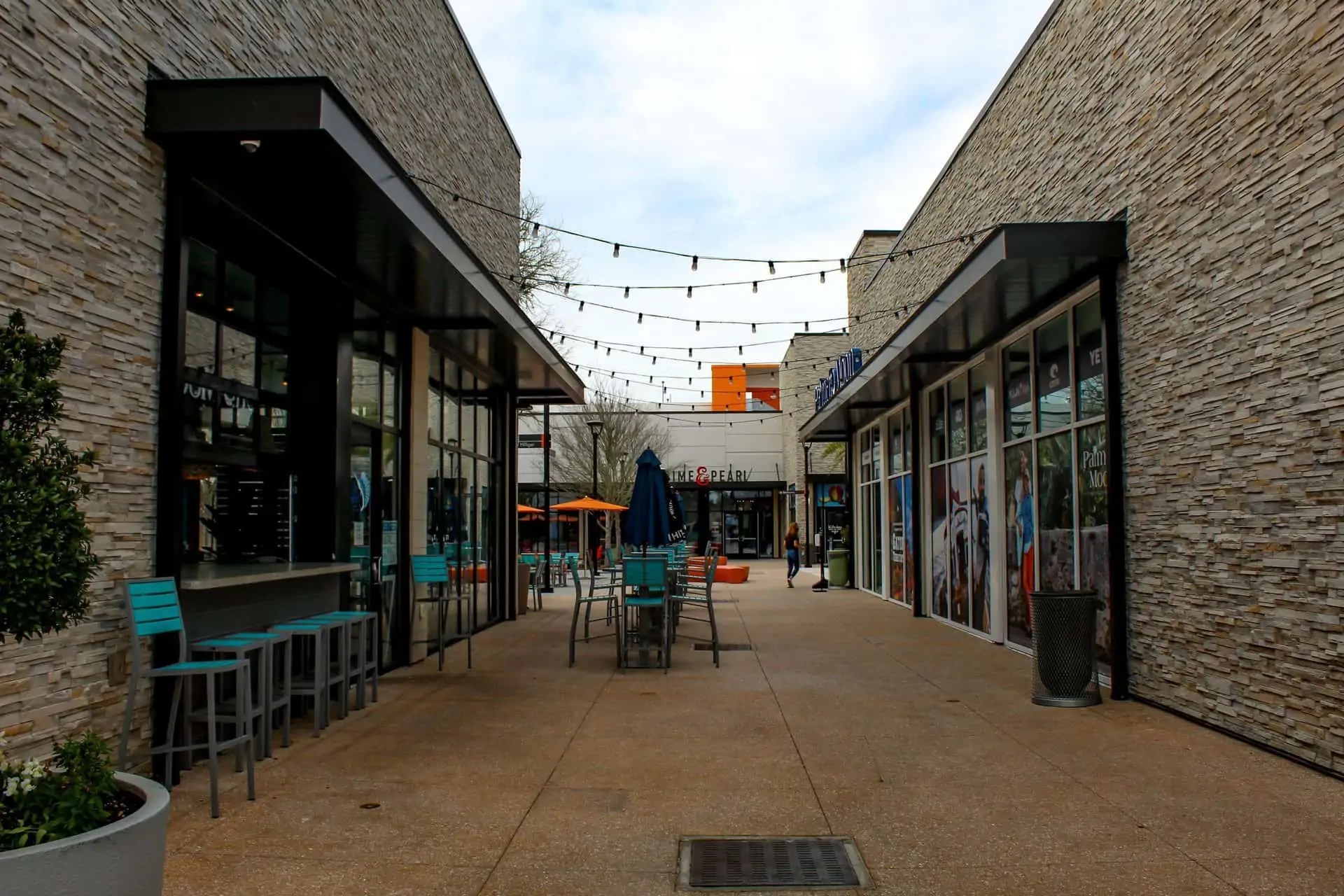 Flat Metal Canopies on shopping mall located in Gainesville, Florida
