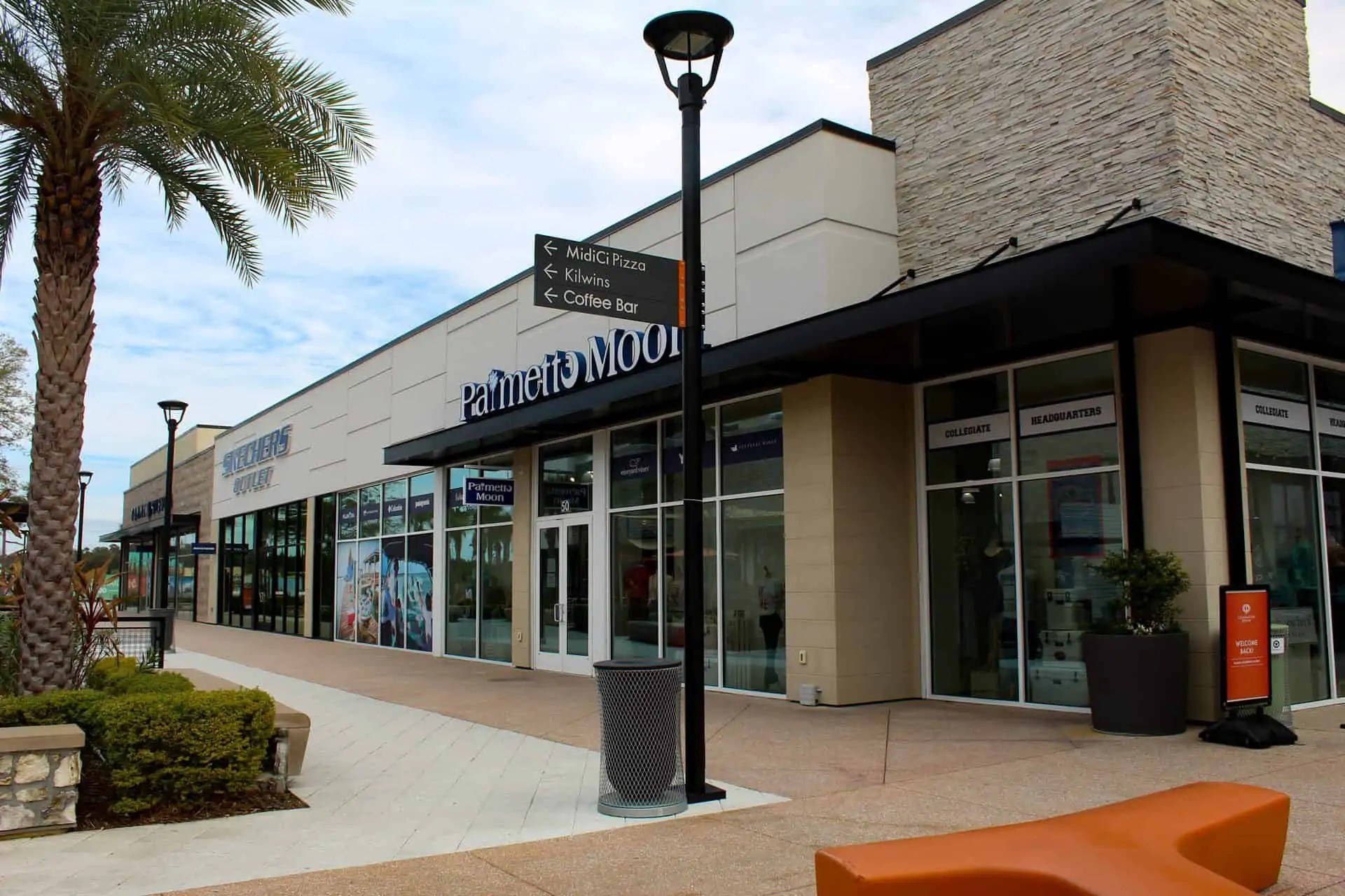 Flat Metal Canopies on shopping mall located in Gainesville, Florida