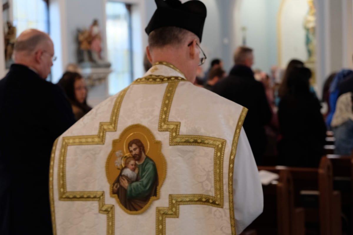 Priest Entering Latin Mass Catholic Stock Photo