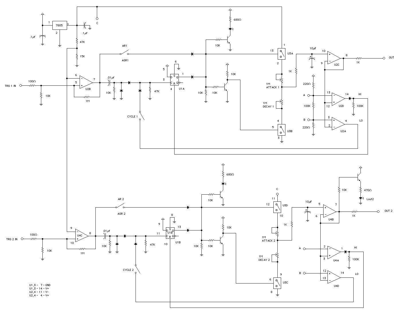 Envelope Generator Schematic - Lantertronics: Adaptation of the