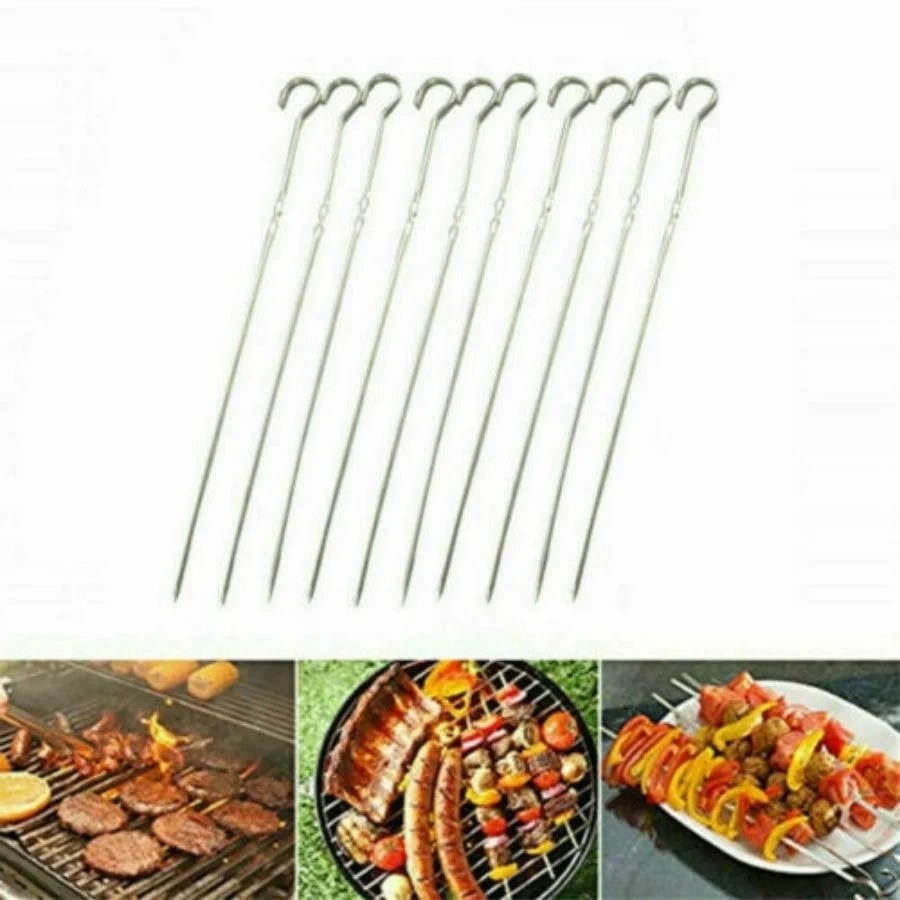 Barbecue Kebab Sticks 12x Metal BBQ Skewers Wholesale