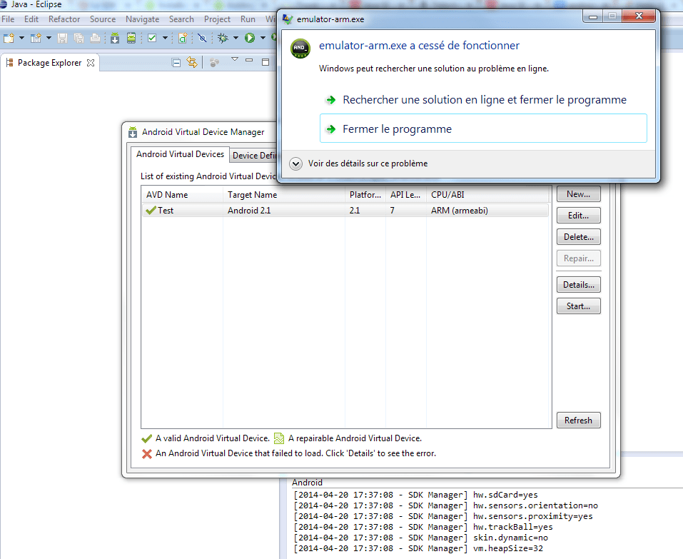 Application A Cess? De Fonctionner Android sinrail