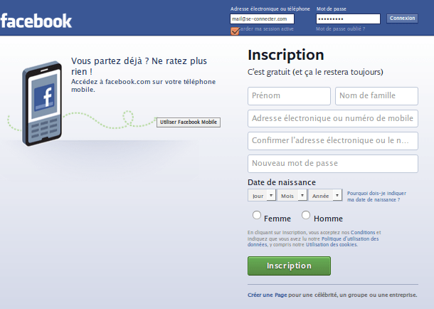 Se connecter à FACEBOOK sur