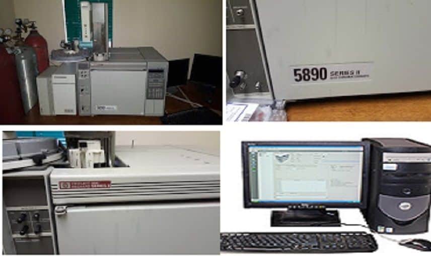 HP 5890 II/5972 with 7673 autosampler, computer and Edwards pump