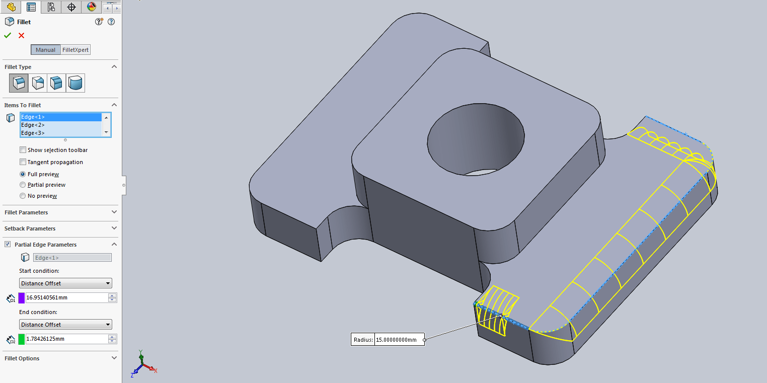 Using Partial Fillet / Chamfer SEACAD