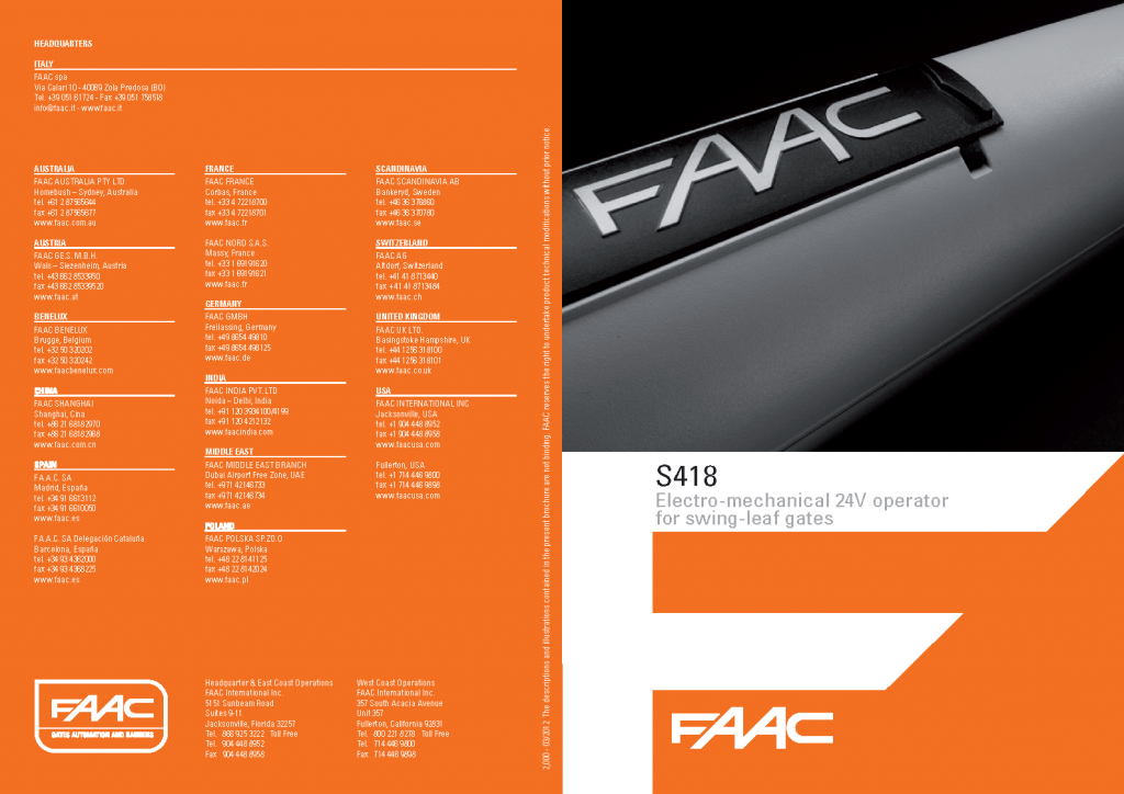 FAAC S418 Southeast Access Technologies