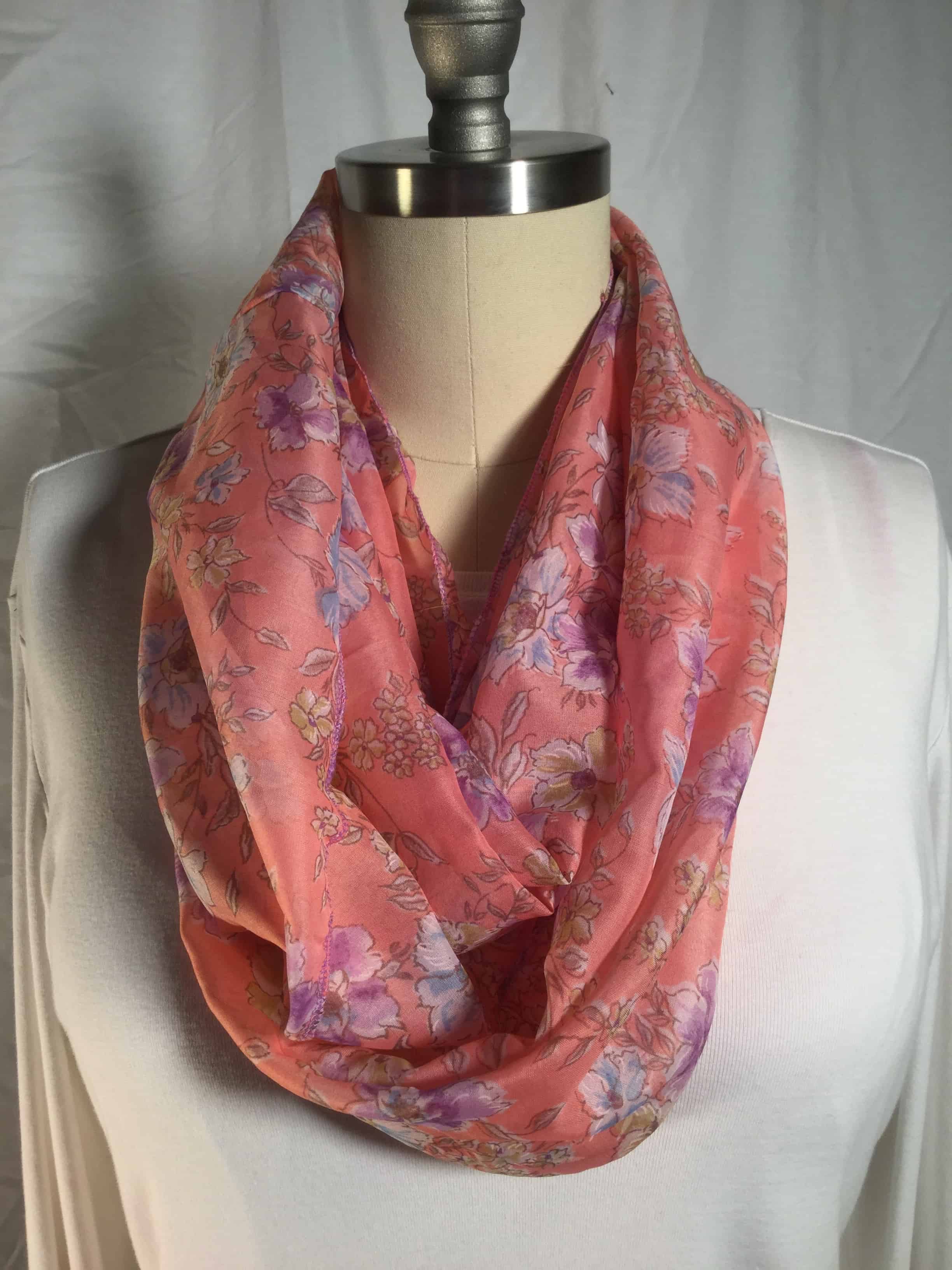 Peach Floral Infinity Scarf Seacoast Sage