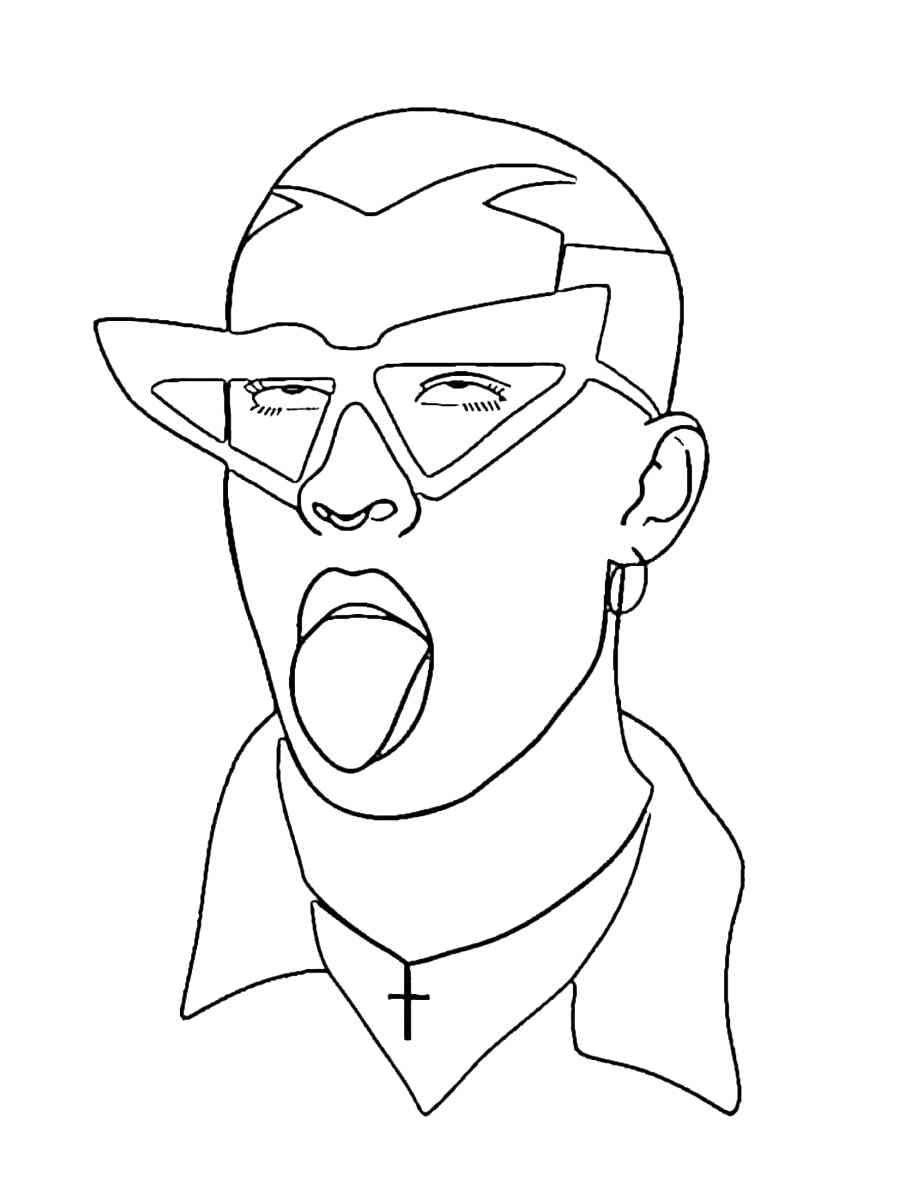 Happy Bad Bunny coloring page
