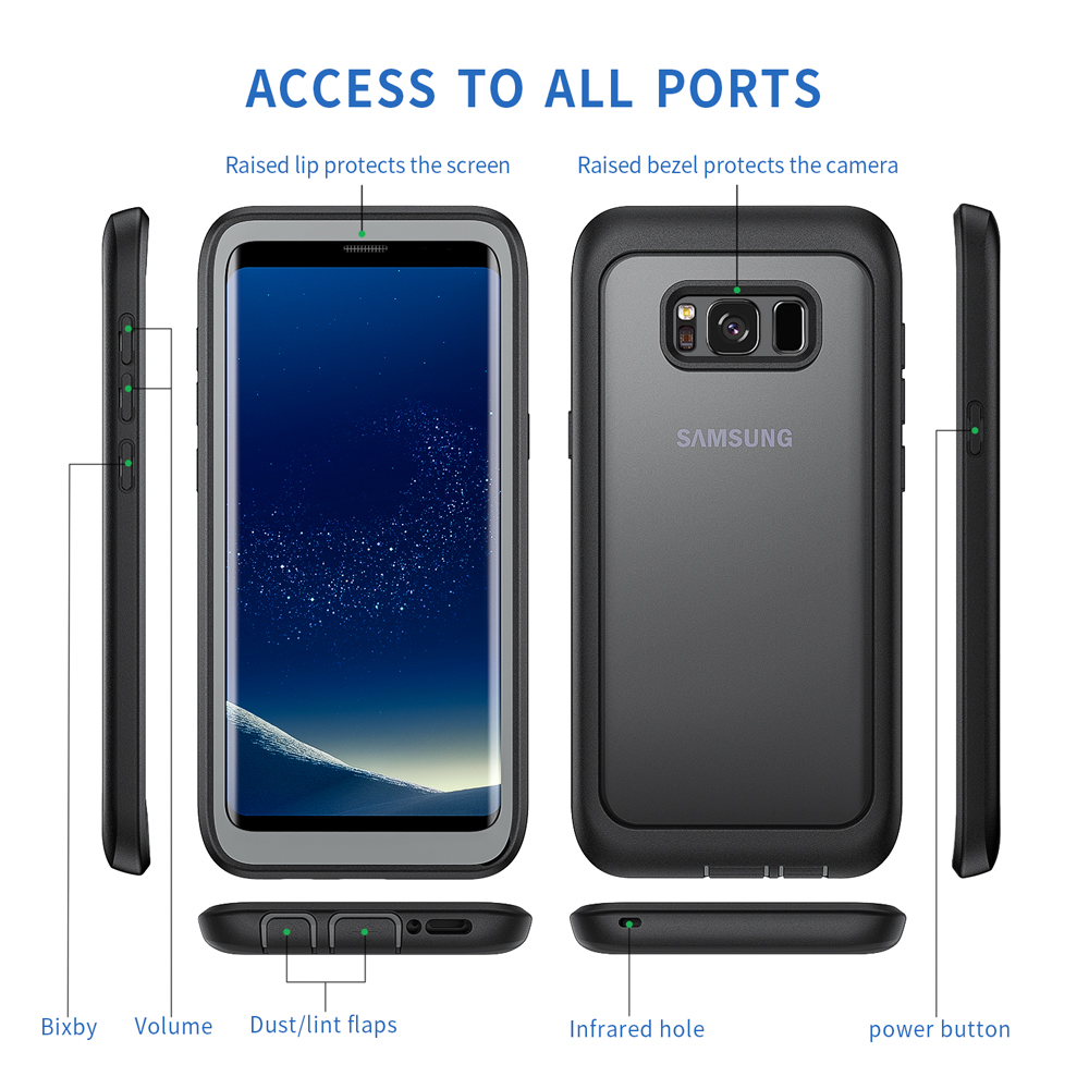 Seacosmo Samsung S8 Case, Shockproof Cover [with Screen Protector] Full