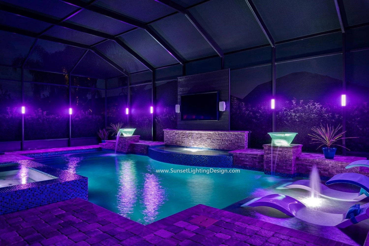 Sarasota Pool Cage Lighting Exclusively by Seaglass Illuminations
