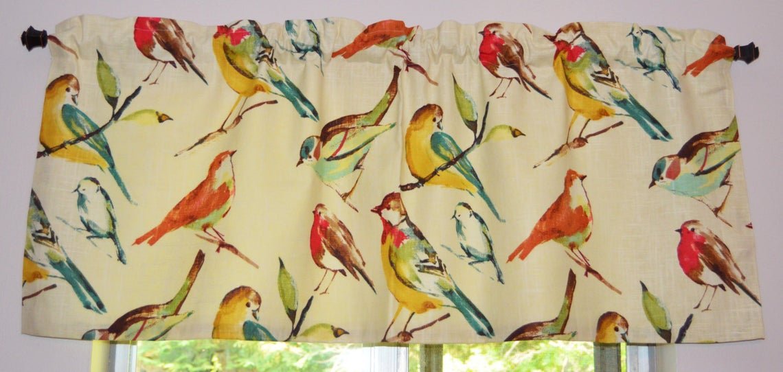 Bird Curtain . Bird Valance . Richloom Birdwatcher Meadow Design