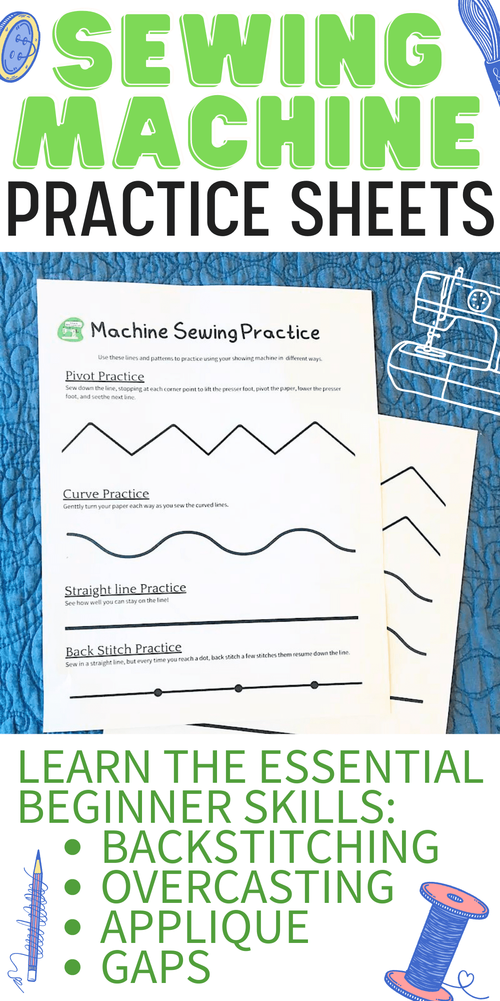 Printable Sewing Practice Sheets For Beginners {Free PDF}