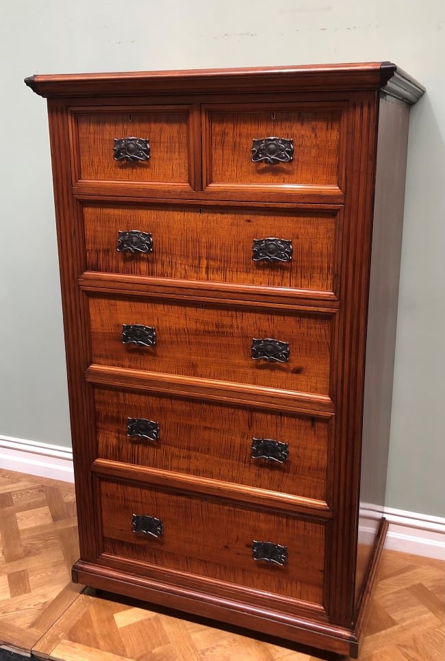 Fiddleback Blackwood Chest Seanic Antiques