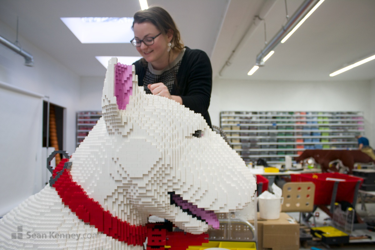Sean Kenney's art with LEGO bricks Bullseye the Target dog