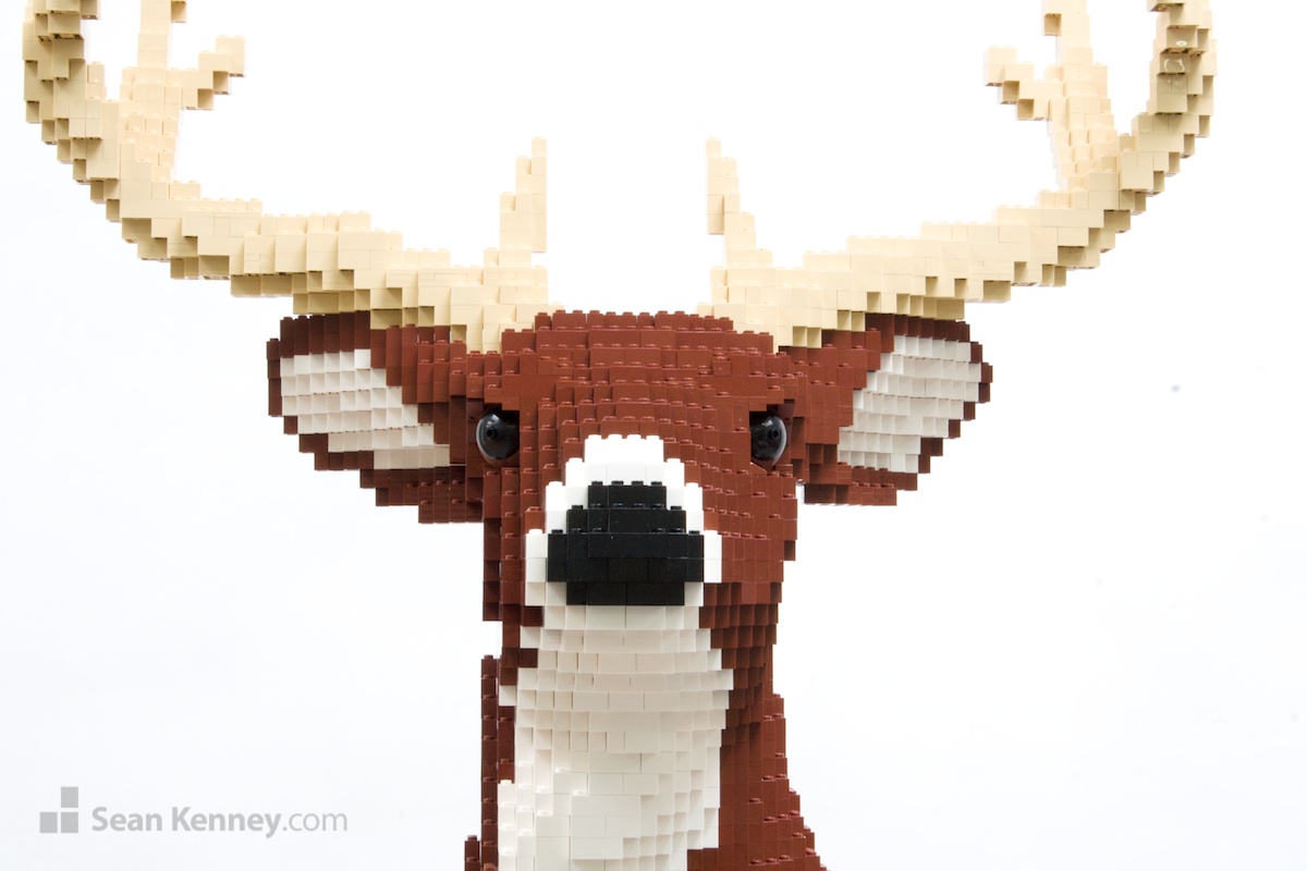 Sean Kenney's art with LEGO bricks Deer family (buck)