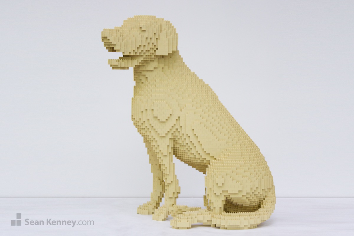 Sean Kenney's art with LEGO bricks Monochrome dog