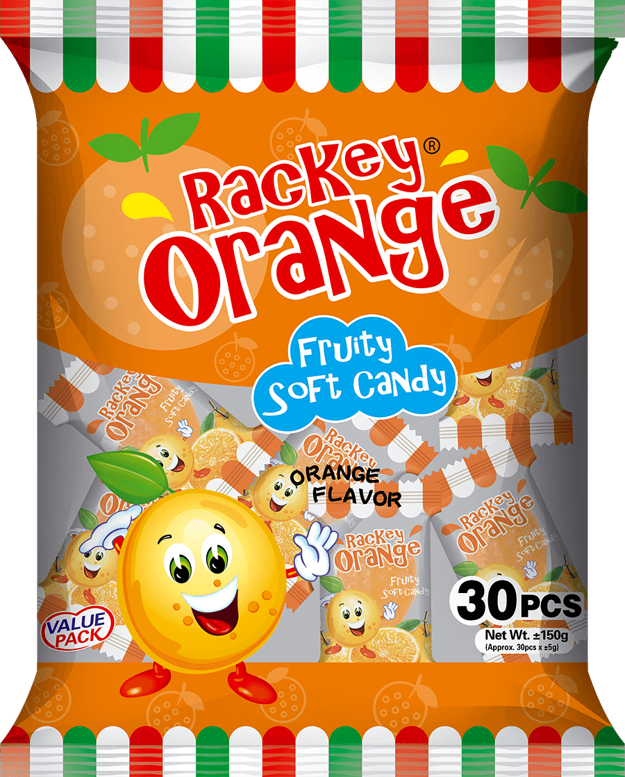 Rackey Orange Fruity Soft Candy Seanluc Inc