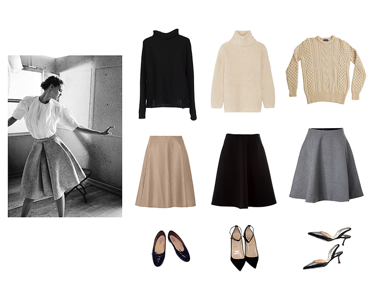 The Skirt & Sweater Sea of Shoes