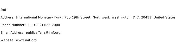Imf Address, Contact Number of Imf