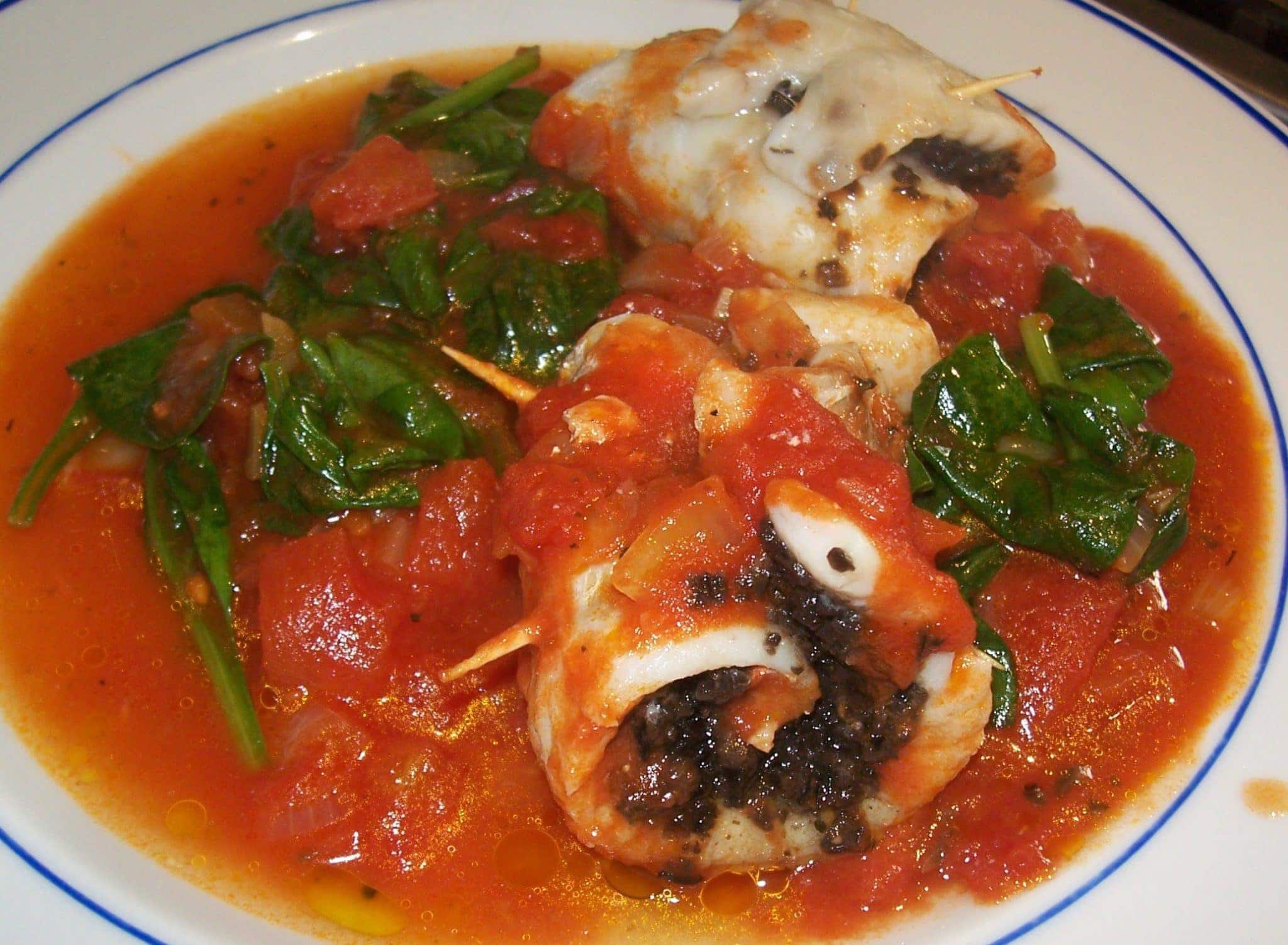 Fish with Spinach, Olives and Tomatoes Searching for Spice
