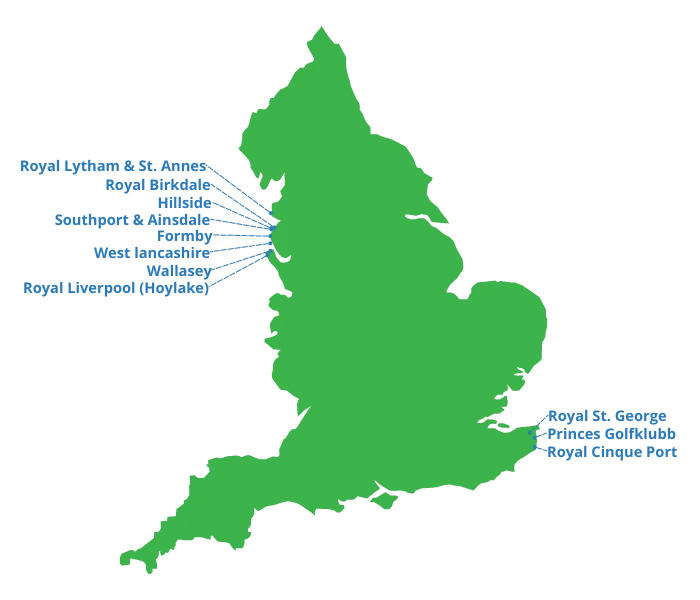 Map Of England Golf Courses Englands Golfkust Seaside Golf Tours