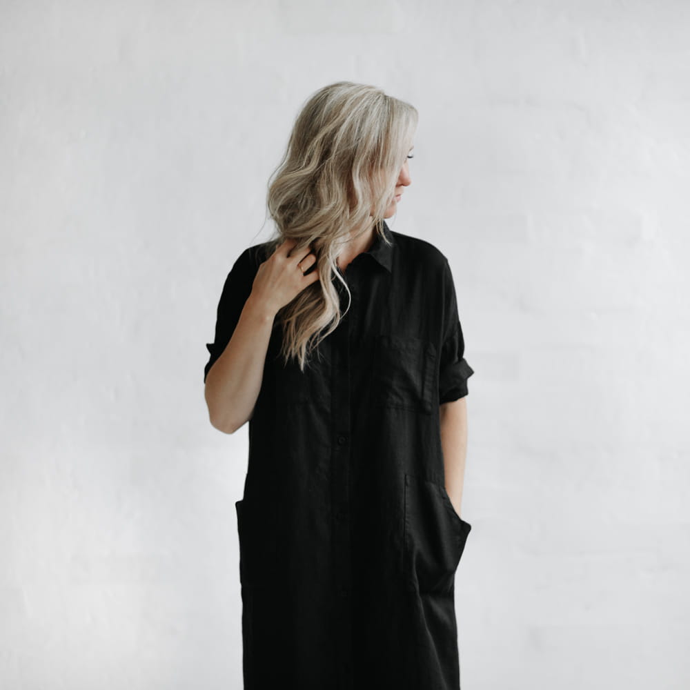 Linen shirt dress black