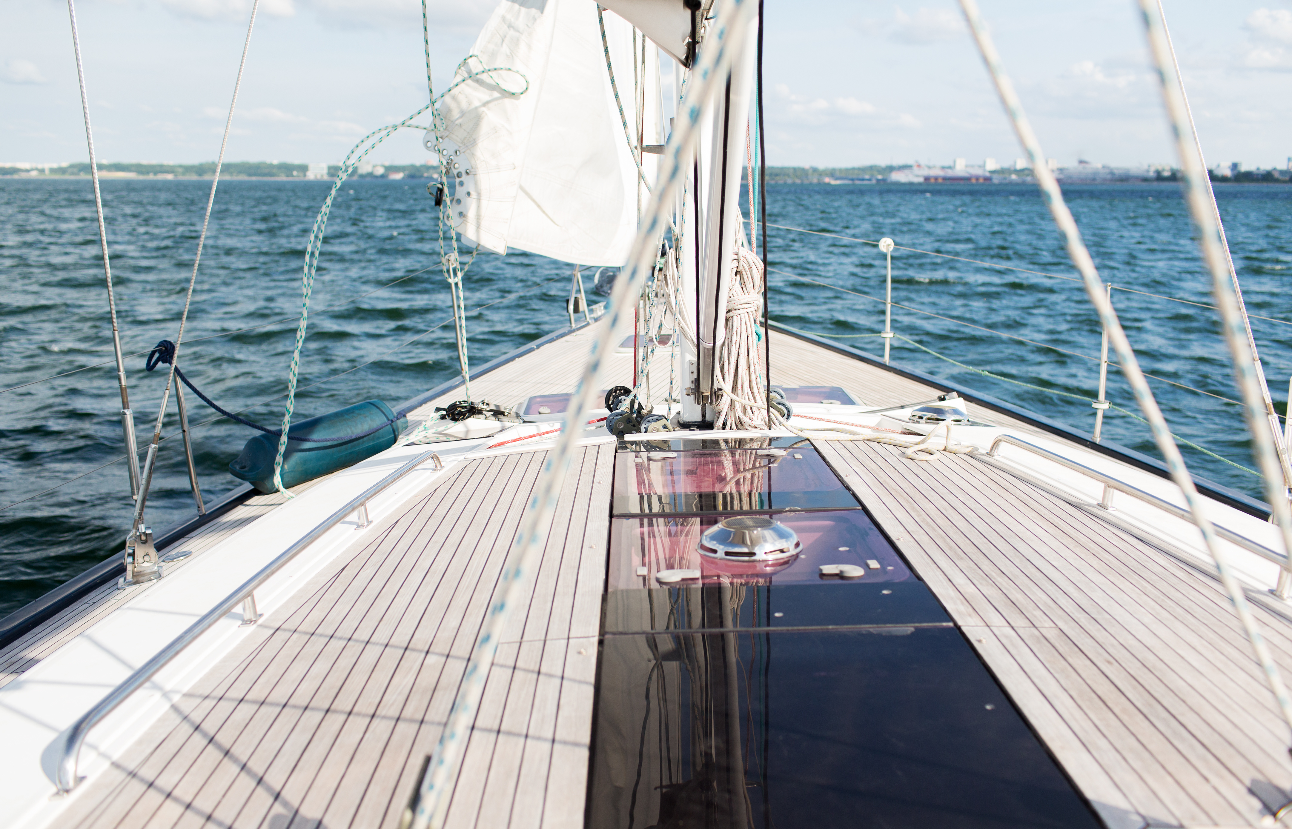 close up of sailboat or sailing yacht deck and sea SeaTech Systems