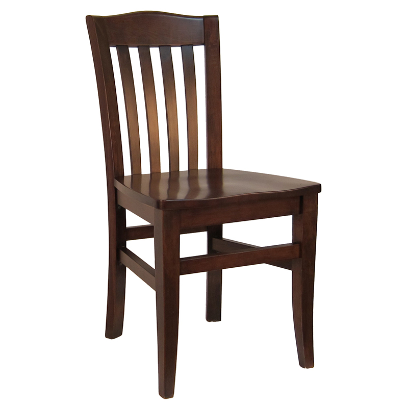 Vertical Slat Back Wood Dining Chair Dark Walnut or Mahogany W116