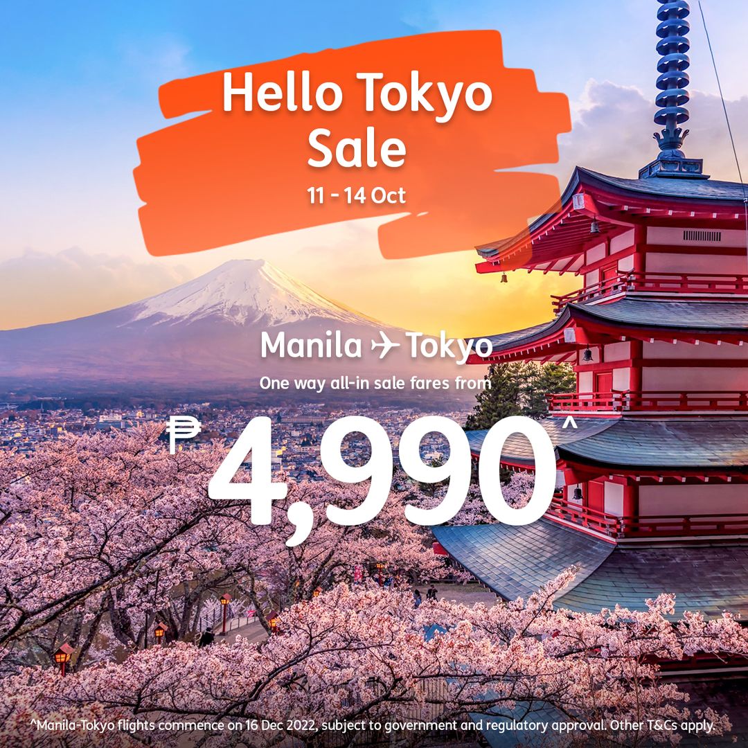 Promo Fare Manila to Tokyo for as low as Php4,990 oneway fare Seat Sale PH