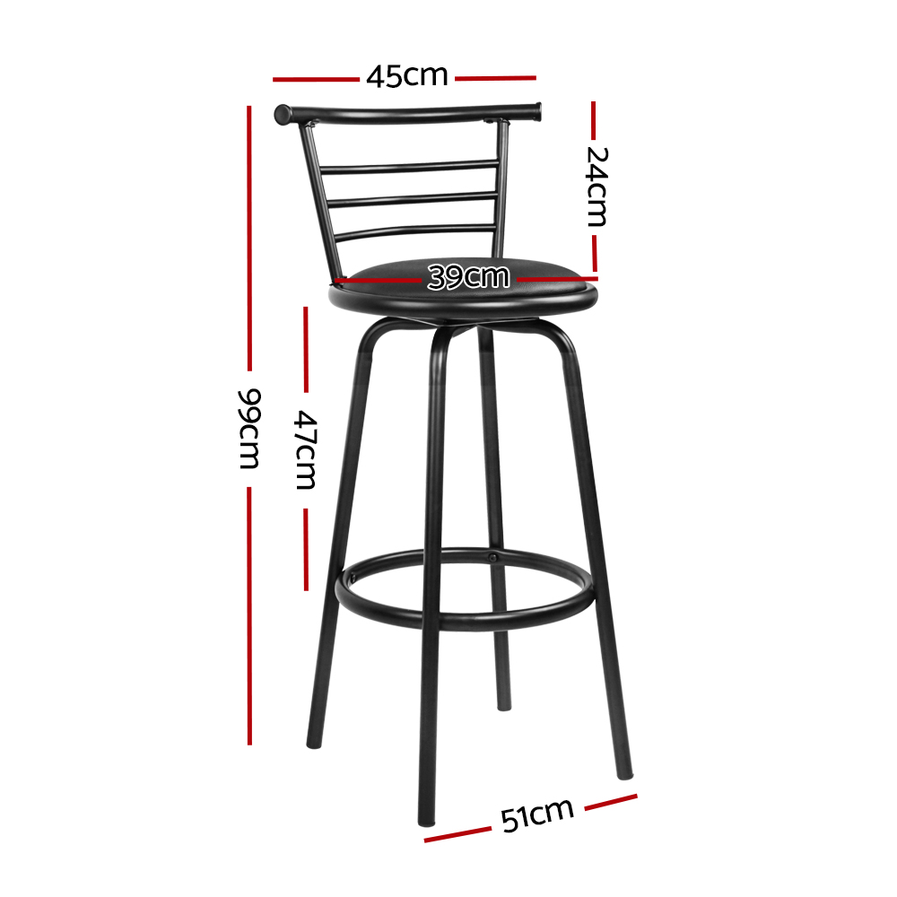 Artiss Set of 2 PU Leather Bar Stools Black and Steel Seatscape