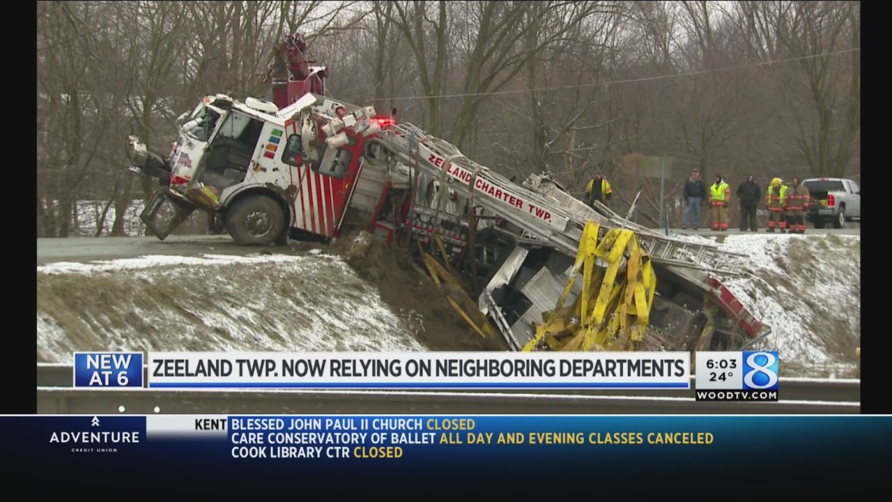 Zeeland Twp. fire truck falls down ditch en route to crash Seattle Fire
