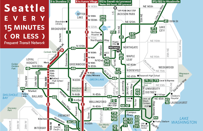 Seattle Public Transportation Map Frequent Transit Map Updated Seattle Transit Blog
