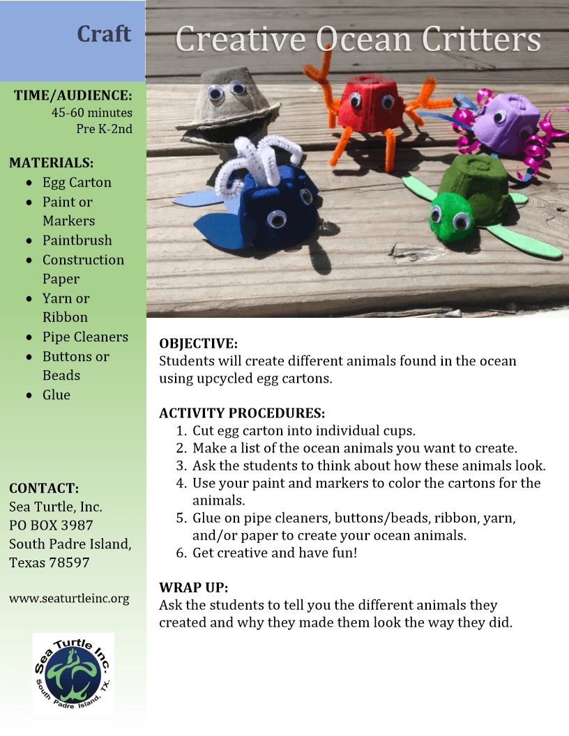 Creative Ocean Critters Sea Turtle, Inc