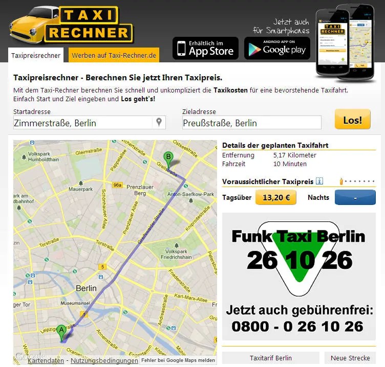 Taxifahrt in Berlin berechnen [Update] sebastianmichalke.de