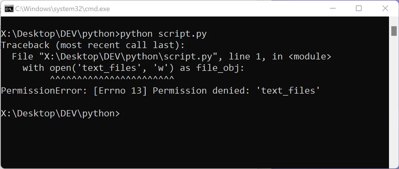 Permissionerror errno 13 permission denied python windows 10