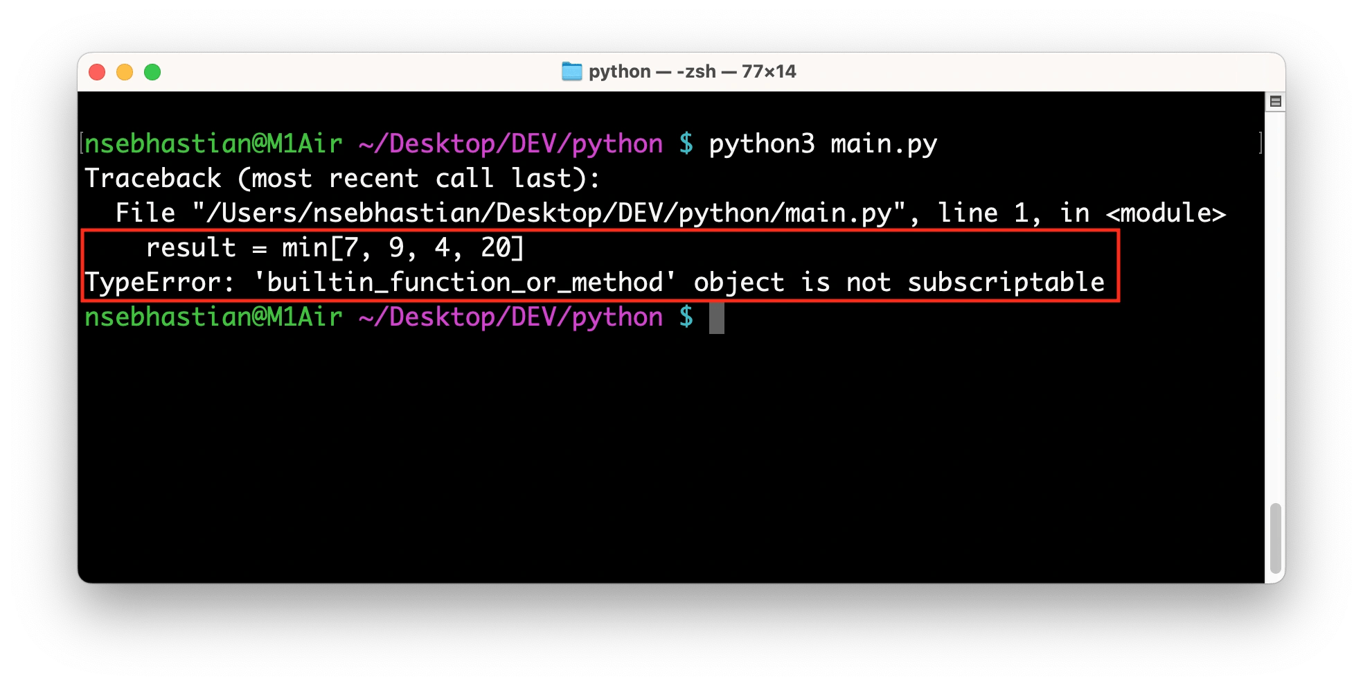 Solve Python TypeError 'builtin_function_or_method' object is not