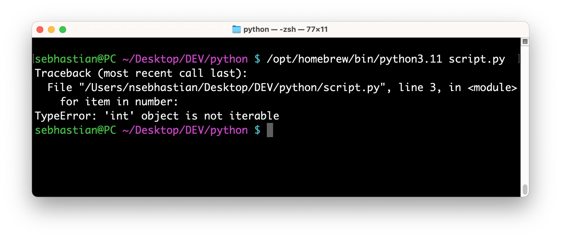 Fix Python TypeError 'int' object is not iterable sebhastian