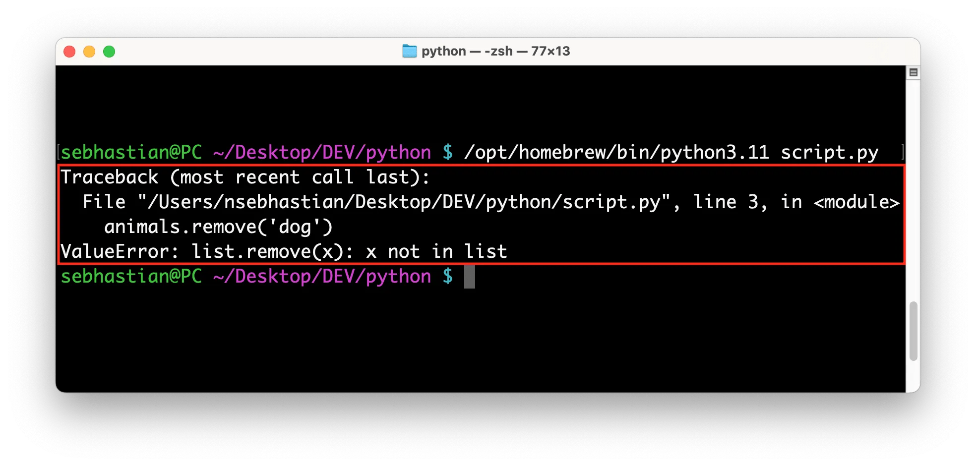 Fix Python ValueError list.remove(x) x not in list sebhastian