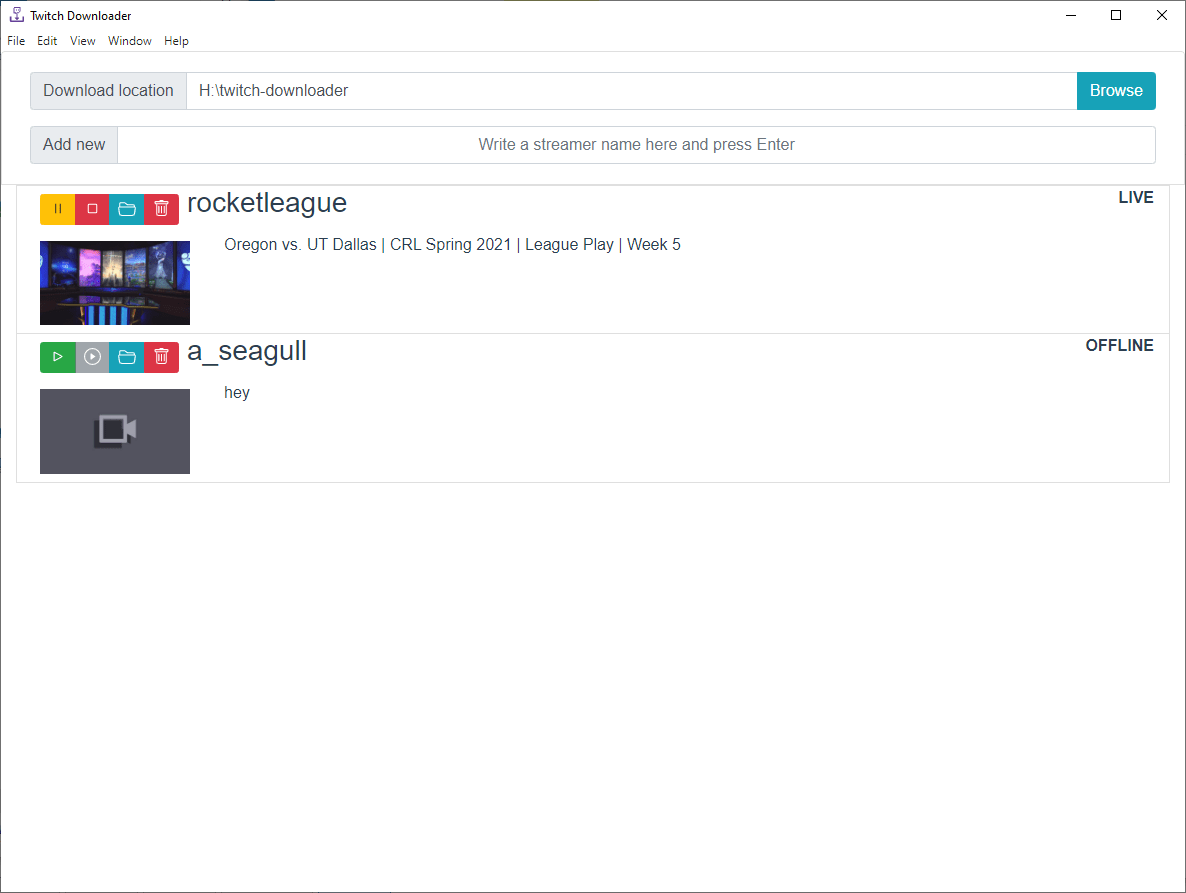Twitch Downloader A basic app to download and watch live streams locally