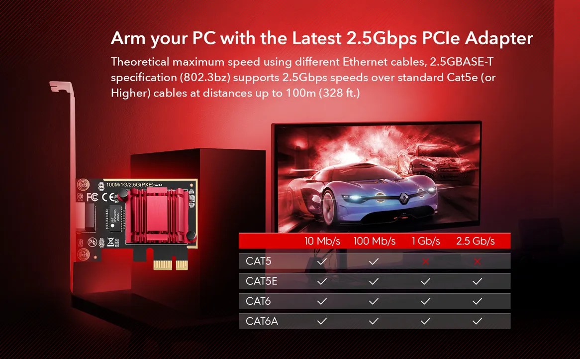 Cudy PE25 2.5Gbps PCIe Lan Card SE Computer