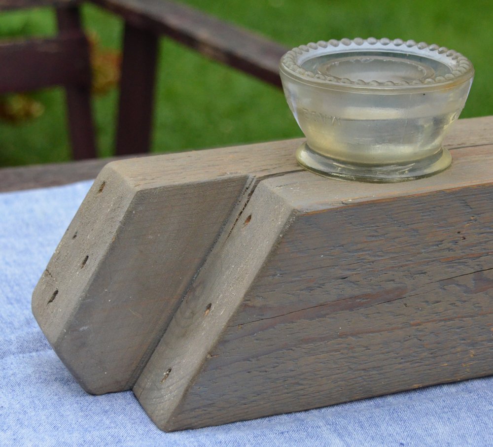 Old Barn Beam Candle Holder gray wash