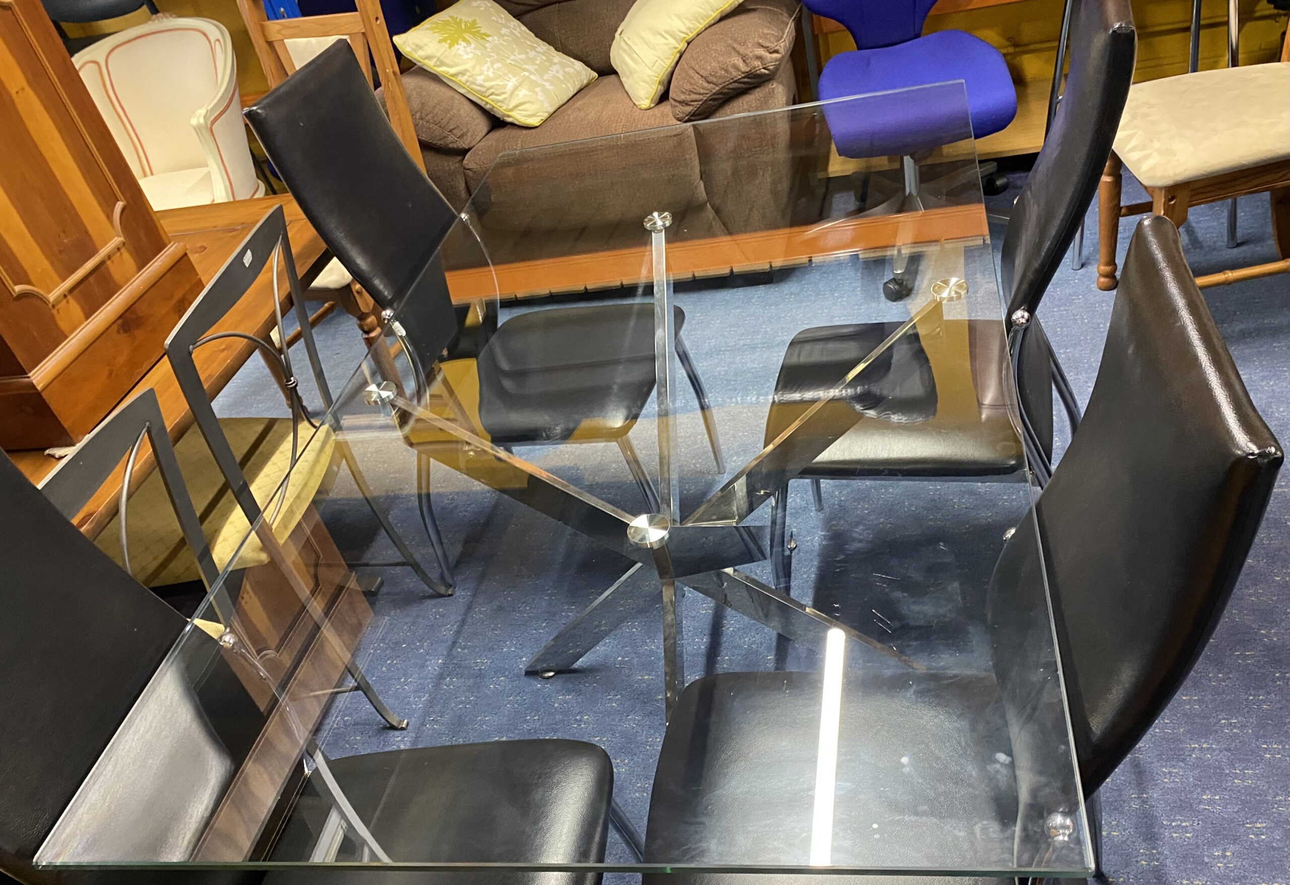 Glass Dining Table & Four Chairs The 2nd Hand Shop