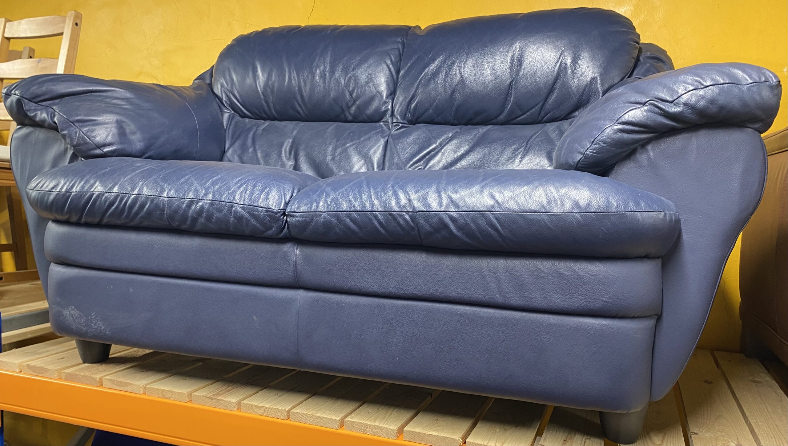 Blue Two Seater Leather Sofa The 2nd Hand Shop