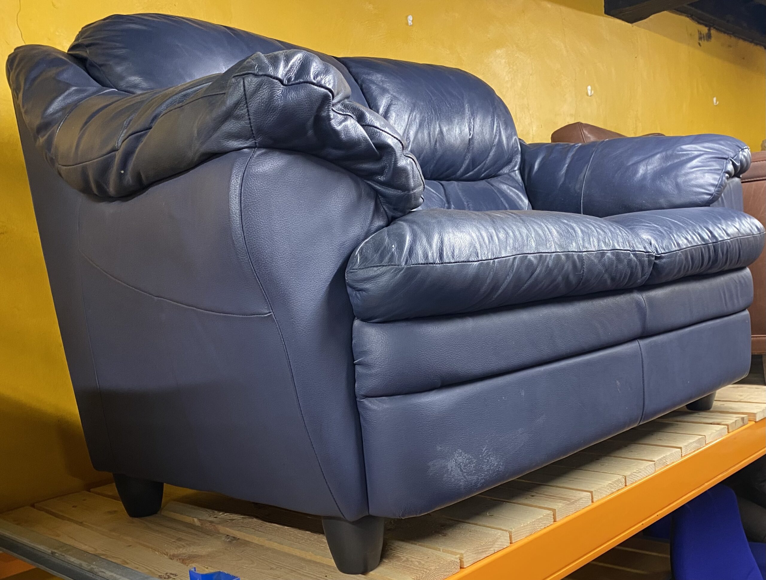 Blue Two Seater Leather Sofa The 2nd Hand Shop