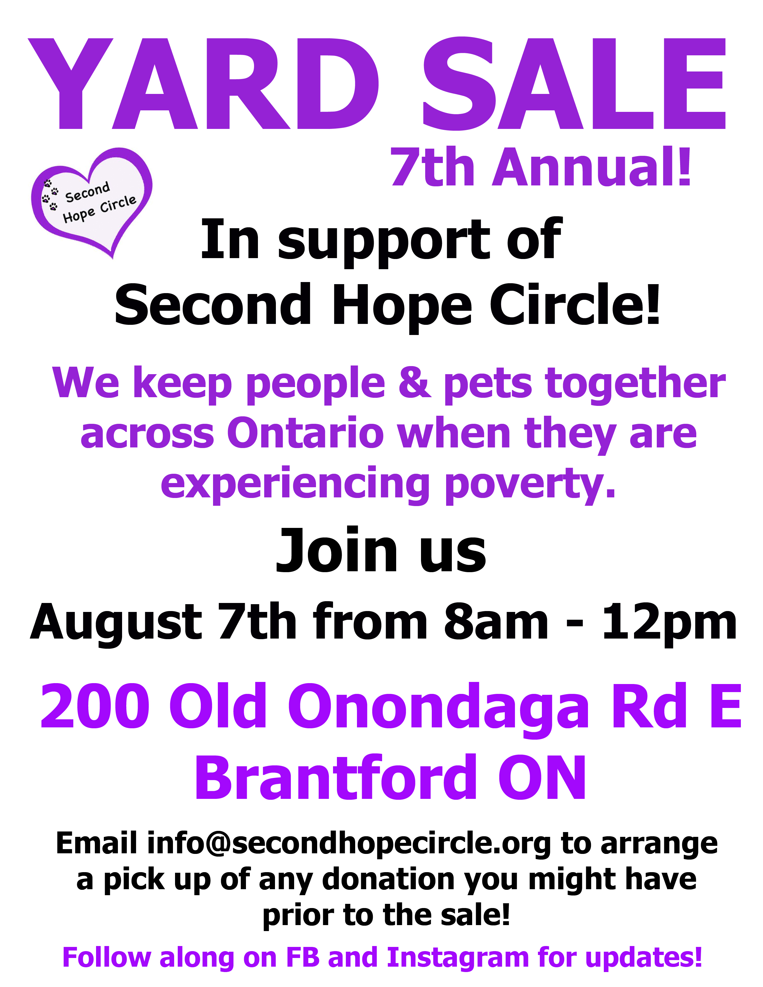 Annual yard sale Second Hope Circle